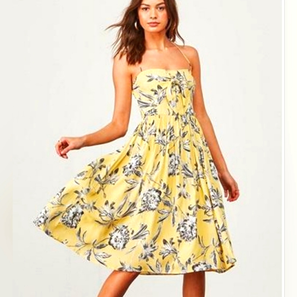 BB Dakota Joss Crepe Lily floral printed midi dress size 2